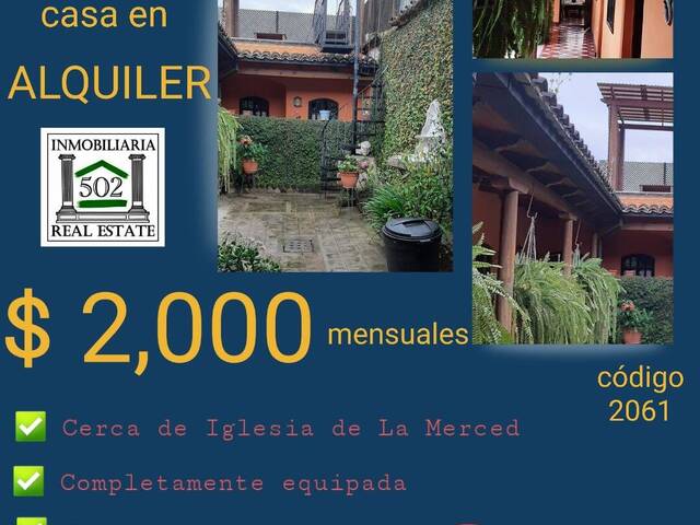 #2061 - Casa para Alquiler en La Antigua Guatemala - Sacatepéquez