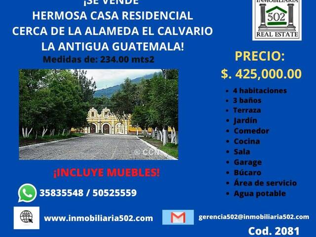 #2081 - Casa para Venta en La Antigua Guatemala - Sacatepéquez - 1