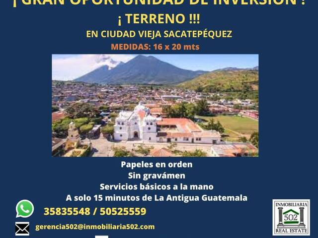 #2096 - Área para Venta en Ciudad Vieja - Sacatepéquez