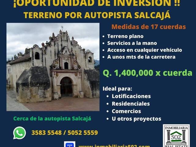 #2126 - Área para Venta en Salcajá - Quetzaltenango - 1