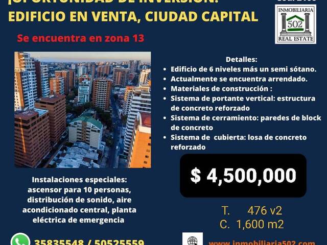 #2166 - Oficina para Venta en Ciudad de Guatemala - Guatemala